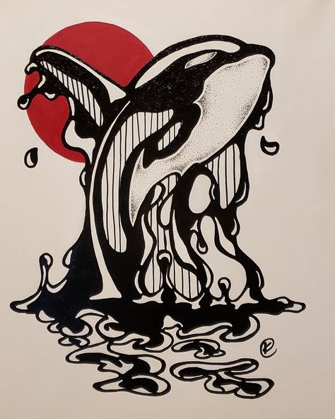 Artwork of done by Kairi Chapman. #orca #orcaart #blackinque #blackart #blackartist Orca Art, Black Artists, Black Art, Rooster, Red, Animals, Black, Art