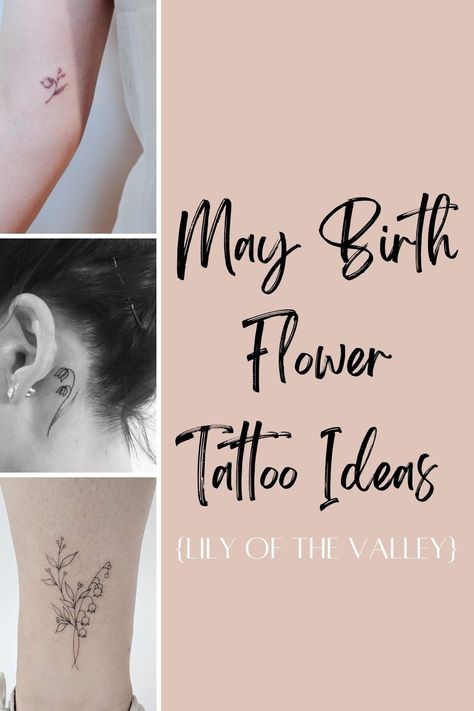 May Birth Flower Tattoo Ideas {Lily of the Valley} - Tattoo Glee Tattoo Of May Birth Flower, Lilly Of The Valley Tattoo Birth Flower With Name, Tattoo For May Birthday, Lily Of Valley Flower Tattoo, Women’s Flower Tattoos, May Birth Tattoo Ideas, May Month Flower Tattoo, Birth Flower May Tattoo, May Birth Month Flower Tattoo