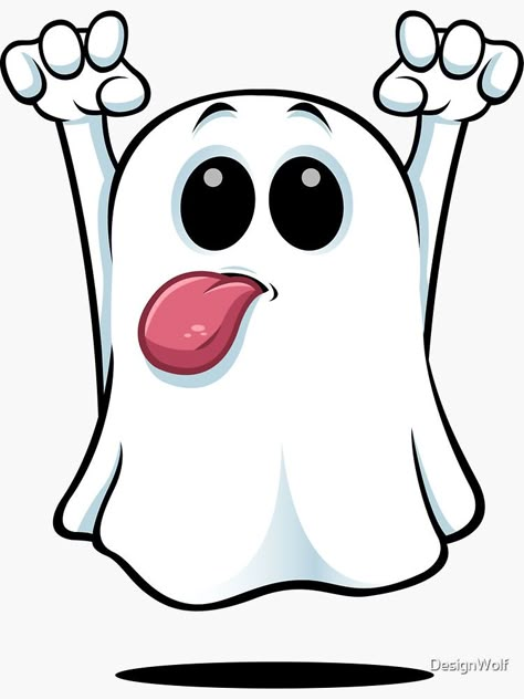 "Cartoon Ghost - Sticking His Tongue Out." Sticker by DesignWolf | Redbubble Halloween Art Drawing, Moldes Halloween, Cartoon Ghost, Casa Halloween, Ghost Images, Ghost Cartoon, Halloween Rocks, Halloween 1, Pumpkin Art