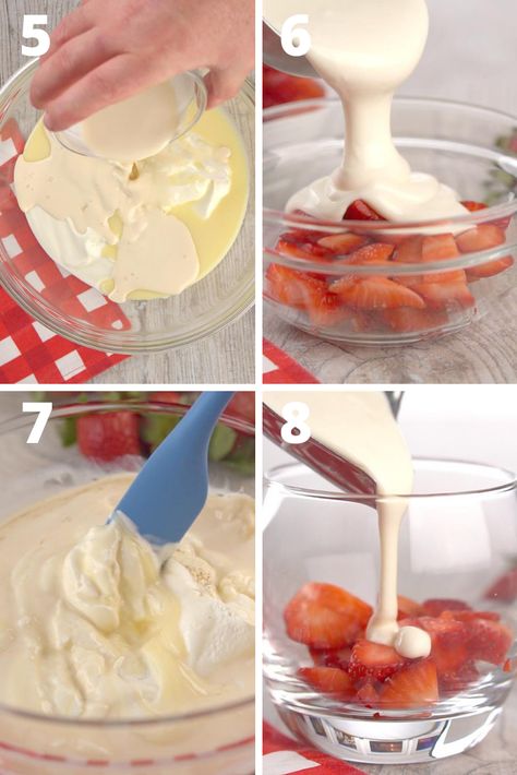 Fresas con crema or mexican strawberries and cream is a refreshing, simple dessert that bursts with the fresh flavors of strawberries. This quick delight is an effortless treat you’ll love serving to family and friends after any dinner. This popular Mexican dessert is perfect whenever you don’t want to spend a lot of time making dessert in the kitchen but want to wow your tastebuds. Fresca Con Crema Recipe, Fresas Crema Recipe Mexican, Mexican Strawberries And Cream, Instant Dessert Recipes, Mexican Strawberries, Strawberries And Cream Recipe, Sour Cream Uses, Instant Dessert, Crema Recipe