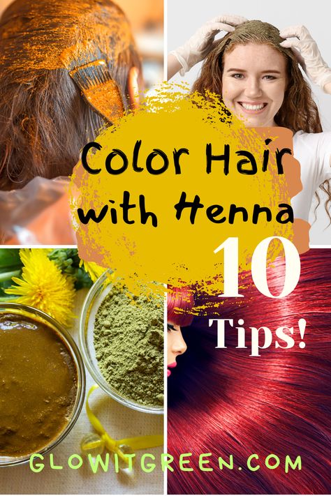 Get ten tips to help you color your hair with Henna safely and naturally with Glowitgreen.com! What can seem daunting is very easy when you follow these simple but effective steps! How To Henna Hair, Henna Hair Dye Before And After, Henna In Hair, Brown Hair Henna, Henna Red Hair, How To Get Red Hair, Henna Hair Dye Red, Natural Henna Hair Dye, Red Henna Hair