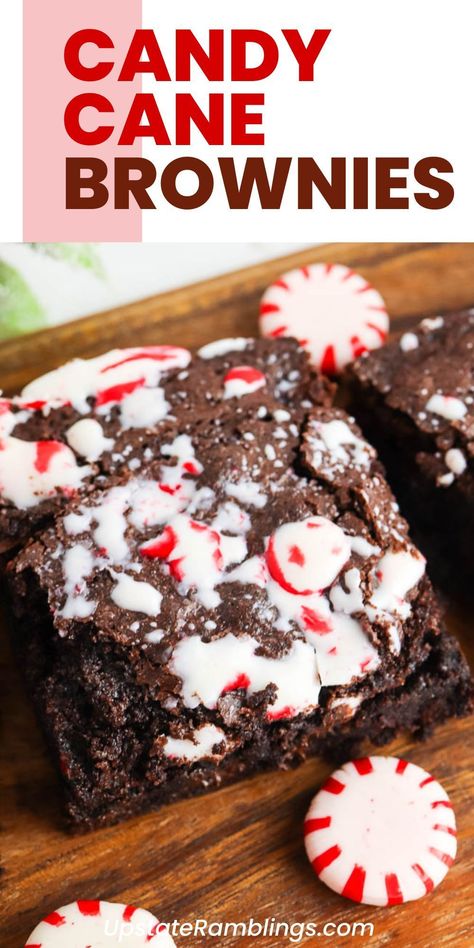 Candy Cane Brownies Pioneer Woman Christmas Recipes, Christmas Brownies Ideas, Candy Cane Brownies, Holiday Dessert Drinks, Peppermint Brownies Recipe, Random Desserts, Peppermint Chocolate Chip Cookies, Chocolate Peppermint Brownies, Homemade Dark Chocolate