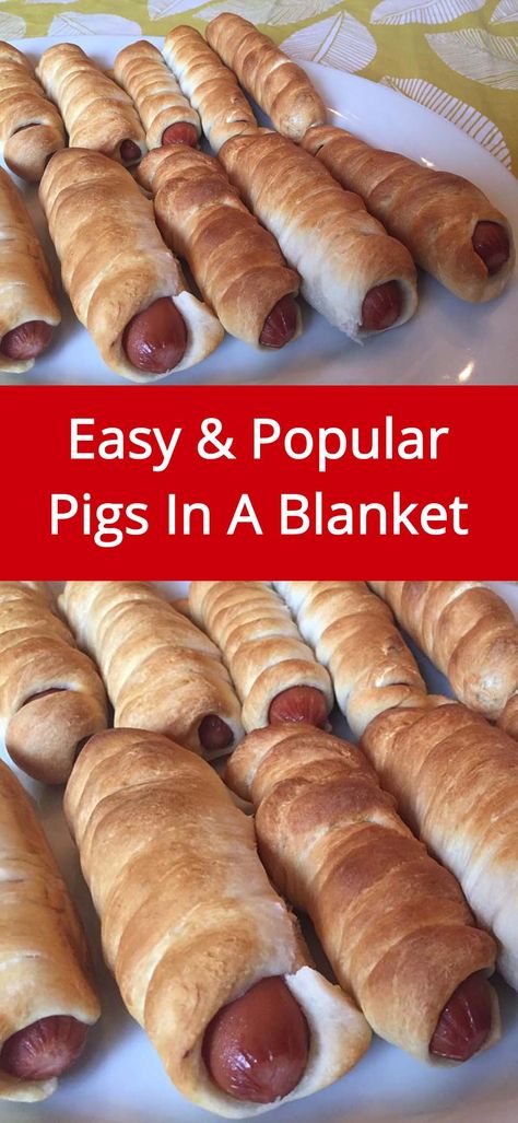 Pigs In A Blanket Recipe - super easy and everyone loves them! | MelanieCooks.com Hotdogs In A Blanket, Pigs In A Blanket Hot Dogs, Pizza Dough Wrapped Hot Dogs, Pigs In A Blanket Recipe Hotdogs, Wrapped Hot Dogs Crescent, Dough Wrapped Hot Dogs, Hot Dog Pigs In A Blanket, Crescent Roll Hotdogs, Pretzel Dogs Recipe Crescent Rolls