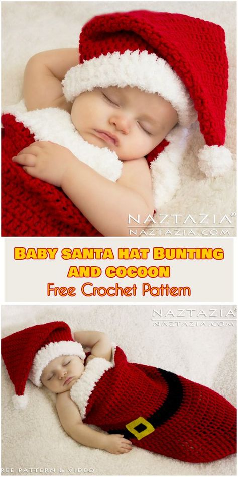 Santa Hat Free Crochet Patterns Crochet Santa Hat Free Pattern, Crochet Baby Cocoon Pattern, Crochet Pouches, Baby Santa Hat, Baby Cocoon Pattern, Santa Hat Pattern, Crochet Santa Hat, Crochet Christmas Hats, Crochet Cocoon