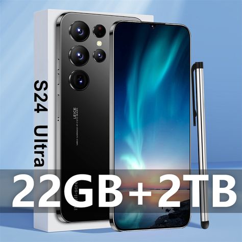 Hot New S24 Ultra Smart phone 7.3 inch Full Screen 4G/5G Cell Phone 22TB+2TB 7800mAh Mobile Phones Global Version Celulares - AliExpress Phone Packaging, Kids Electronics, Led Accessories, Phone 7, Tech Innovation, Face Recognition, Curved Glass, Corner Designs, Smart Phone