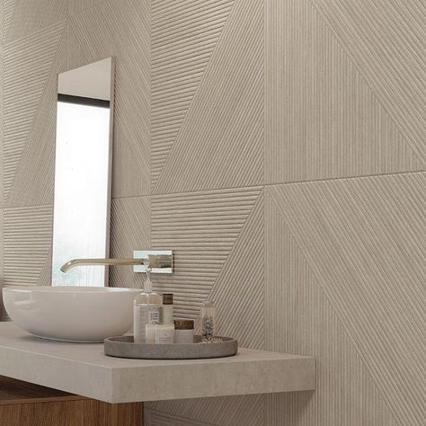 Enso Collection | TileBar.com Dimensional Tile Bathroom, Cream Backsplash, Ribbed Tile, Ash Beige, Cascade Falls, Matte Porcelain Tile, Shower Style, Northern Wisconsin, Backsplash Wall