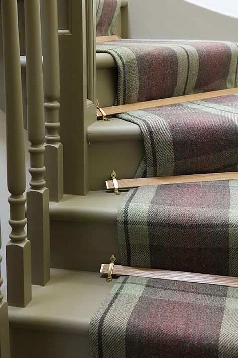 Tartan Stair Carpet, Scottish Interior, Plaid Carpet, Tartan Carpet, Scottish Interiors, Stairs Runner, Ireland Cottage, Hall And Stairs, Irish Folk