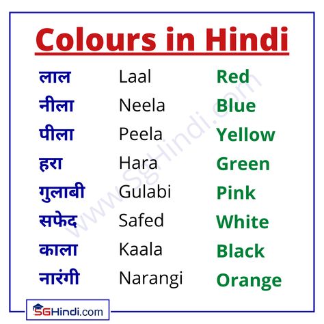 Hindi Colour Name, How To Learn Hindi, How To Learn Hindi Language, Colours In Hindi, Colours Name For Kids, Kids Learning Charts, Hindi Script, Colours Name, Learning Hindi