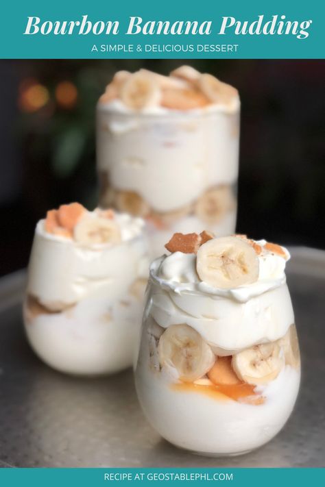 Bourbon Banana Pudding, Banana Pudding Desserts, Trifle Pudding, Magnolia Bakery, Trifle Dish, Boozy Desserts, Mommy Time, Black Food, Vanilla Pudding Mix