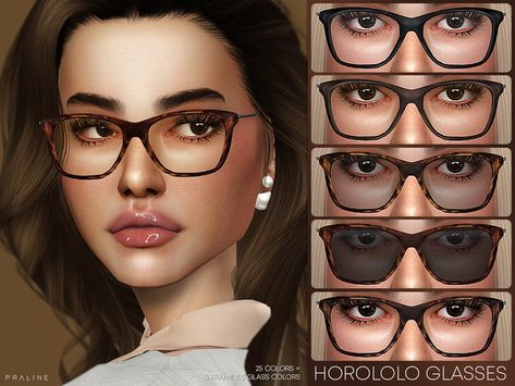 Pralinesims' Horololo Glasses Sims Accessories, Cc Accessories, Cc Makeup, Feminine Accessories, Female Glasses, Female Sims, Sims 4 Piercings, Alpha Cc, Sims Inspiration