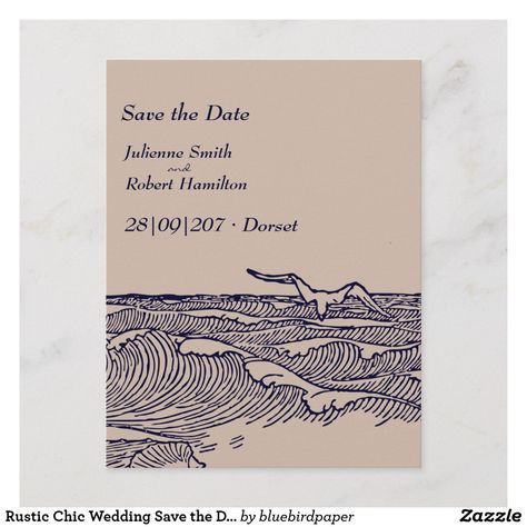 Rustic Chic Wedding Save the Date Postcard Lucian Bernhard, Rustic Illustration, Beach Save The Date, Christian Wedding Cards, Rustic Save The Date, Rustic Beach Wedding, Backyard Wedding Dresses, Hexagon Wedding, Country Wedding Photography