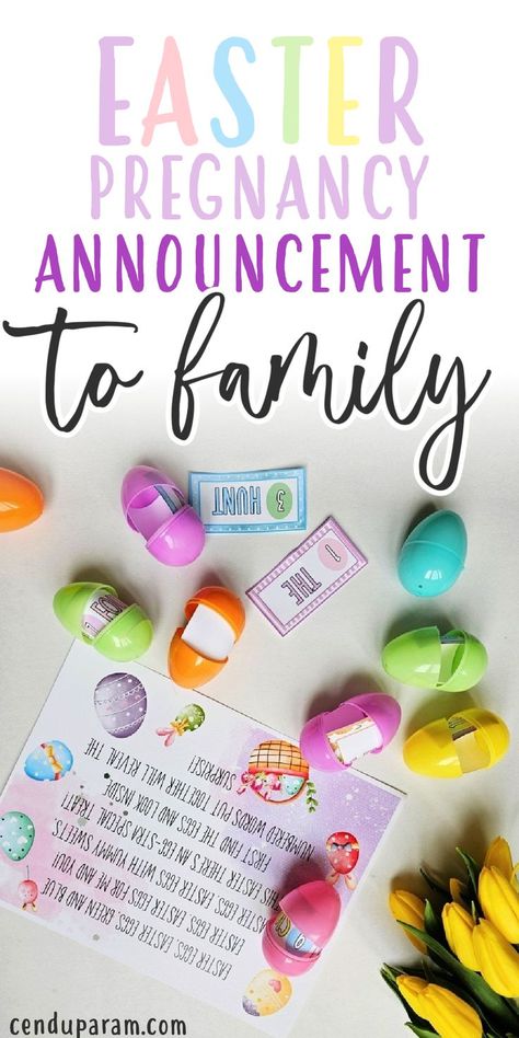 Easter eggs with notes inside for Easter pregnancy anouncement to family fun surprise Easter Pregnancy Announcement To Family, Pregnancy Announcement Scavenger Hunt, Easter Pregnancy Announcement Ideas, Spring Pregnancy Announcement Ideas, Pregnancy Announcement Easter, Easter Pregnancy Reveal, Pregnancy Announcement To Family, 2nd Pregnancy Announcements, Spring Pregnancy Announcement