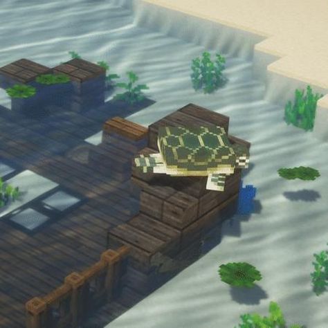 minecraft mineblr gifset gif sea turtle turtle pirate ship structure kelp seaweed beach shore gaming q 1k https://buff.ly/2Sa883v Minecraft Inspo, Pirate Ship, Sea Turtle, Minecraft