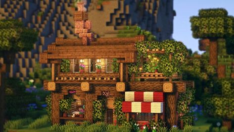 TAP TO WATCH THE FULL, RELAXING TUTORIAL Minecraft Medieval Flower Shop, Cute Minecraft Flower Shop, Minecraft Florist Shop, Flower Field Minecraft House, Minecraft Flower House, Flower Shop Minecraft, Minecraft Flower Shop, Epic Minecraft Houses, Cute Flower Shop