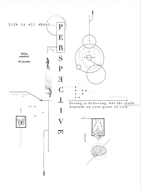 Perspective tattoo idea | tattoo ideas by  Ernest Anguiano Geometric Semicolon Tattoo, Concept Tattoos Men, Geometric Line Tattoo Men, Perspective Tattoo Design, Concept Design Tattoo, Linework Tattoo Sleeve, Microrealism Tattoo Design, Perception Tattoo, Perspective Concept Art