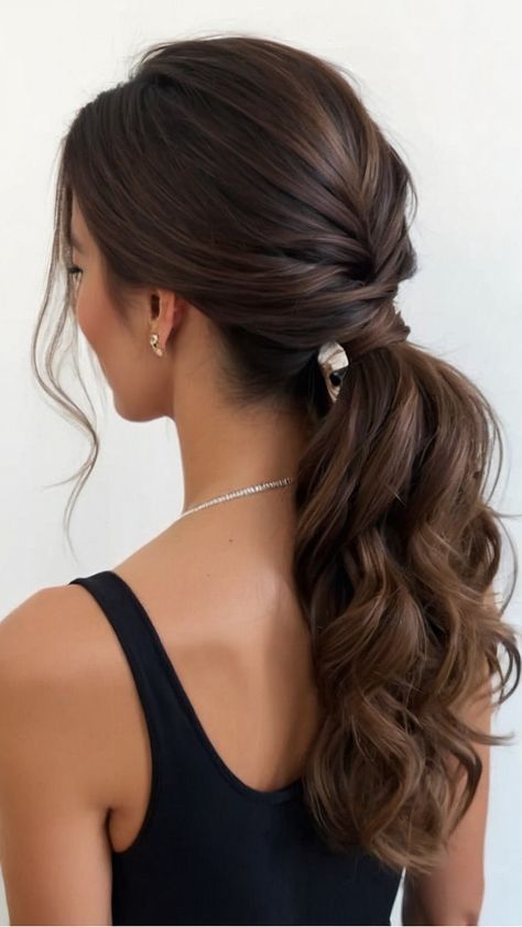 Get inspired with these stunning party hairstyles for easy medium long hair formal short hair disco hair for 90s vibes simple wedding and western dress occasions Find your perfect style with these hair ideas Bridsmade Hair, 90s Hoco Hair, New Year’s Eve Updos, Hoco Hair Brunette, Best Hair For Strapless Dress, Wedding Hairstyles Up Do, Krimped Hairstyles Middle Part, Wedding Hair Mother Of The Groom, Soiree Hairstyles