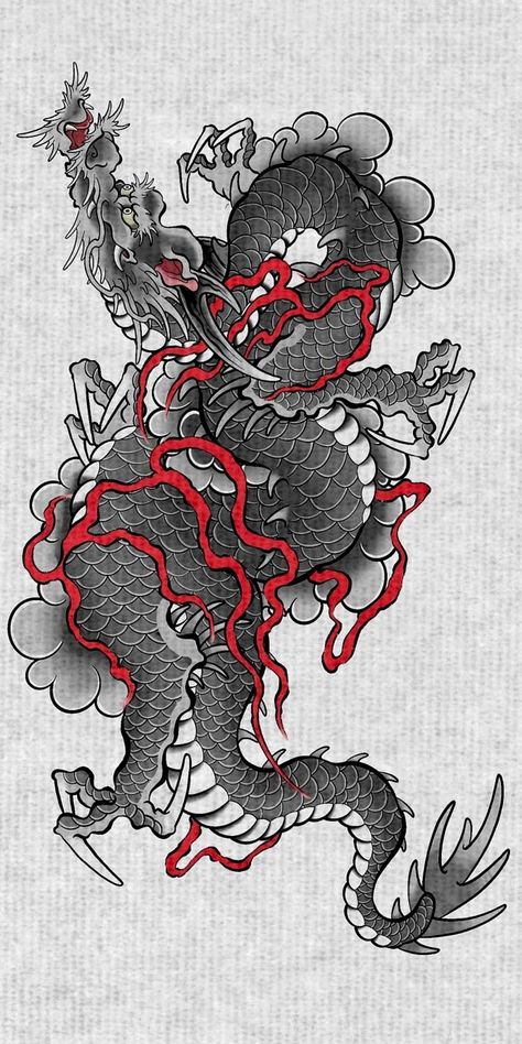 Japanese Dragons, Japan Dragon, Dragon Head Tattoo, Japanese Dragon Drawing, Tattoo Tutorial, Dragon Tattoo Sketch, Dragon Tattoo Art, Chinese Dragon Tattoos, Samurai Tattoo Design