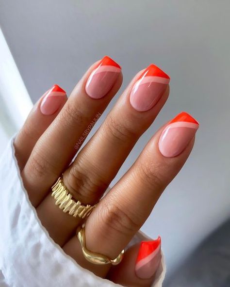 Orange Nails Almond, Nails Summer Orange, Nails Acrylic Orange, Orange Nails Acrylic, Orange Nails Summer, Nail Art Orange, Orange Nail Art, Orange Acrylic Nails, Unghie Sfumate