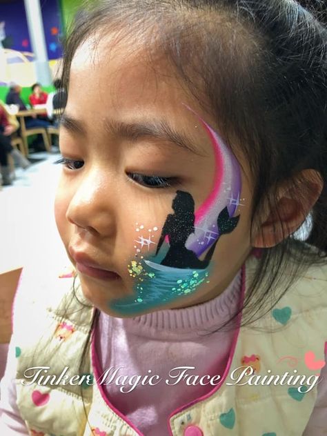 From Nancy Wu Kids Halloween Face, Mermaid Face Paint, Face Painting Unicorn, Easy Face Painting Designs, Mermaid Face, Mermaid Eyes, Girl Face Painting, Face Paint Kit, Face Painting Easy