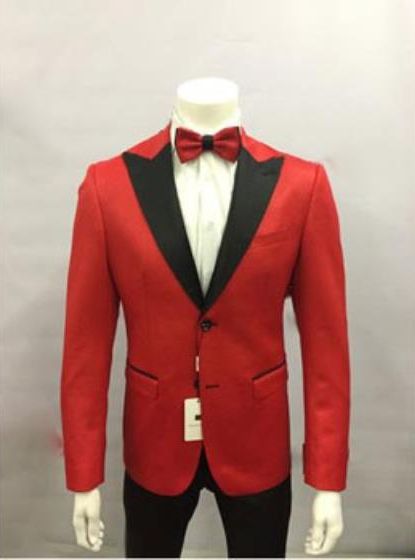 Red and Black Lapel Tuxedo Blazer Dinner Jacket Red Tuxedo, Gold Knot Ring, Bearer Outfit, Dinner Jacket, Tuxedo Blazer, Red Suit, Tuxedo Jacket, Vintage Engagement, Button Dress