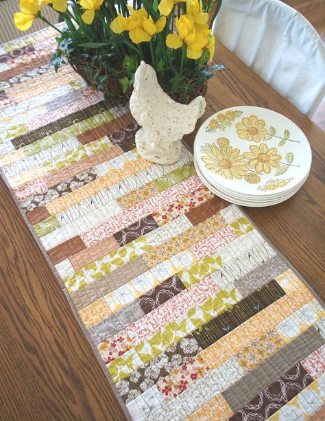 Stacked Strips Table Runner — Sharon Holland Designs Sharon Holland, Quilting Digest, Patchwork Table Runner, Irish Chain Quilt, Quilted Table Runners Patterns, Quilted Table Toppers, Jellyroll Quilts, Strip Quilts, Table Runner Pattern