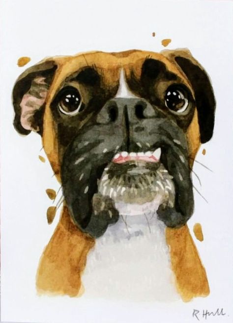 Boxer Painting, German Boxer, Dog Caricature, Pitbull Boxer, Boxer Dogs Art, Boxer And Baby, Weimaraner Dogs, Dog Christmas Card, Boxer (dog)