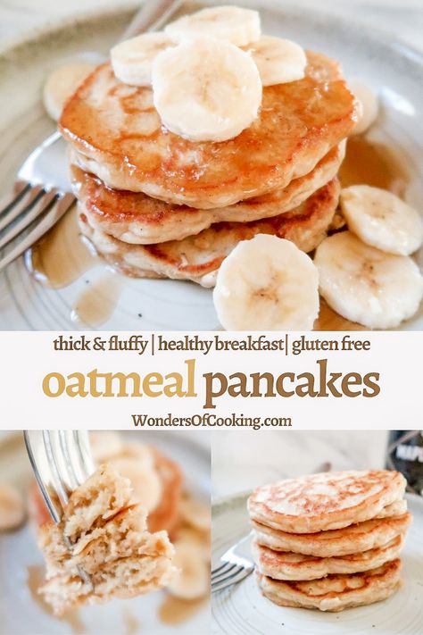 Oatmeal Pancakes with Cinnamon and Vanilla - Gluten Free Fluffy Pancakes Gluten Free Oatmeal Pancakes, Gluten Free Buttermilk Pancakes, Pancakes With Cinnamon, Buckwheat Pancakes Gluten Free, Fluffy Gluten Free Pancakes, Oatmeal Buttermilk Pancakes, Oatmeal Pancakes Recipe, Pancake Recipe Buttermilk, Cinnamon Pancakes