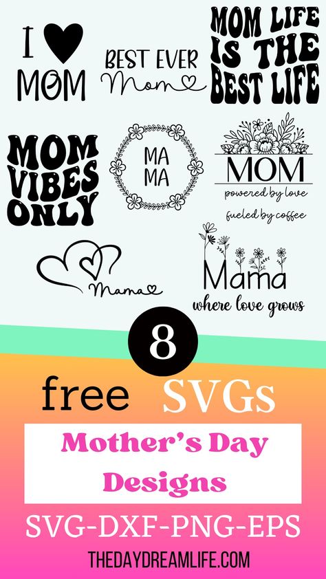 8 Free Mother's Day SVG Designs Diy Mother's Day Crafts Cricut, Mother’s Day Projects Cricut, Cricut Projects For Mom Gift Ideas, Cricut Mothers Day Cards Free Svg, Mothers Day Svg Free, 52 Week Saving Plan, Cricut Mugs, Mom Mugs, Saving Plan