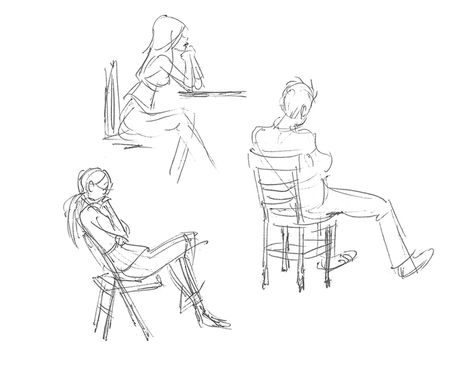 Sitting Gesture Drawing, Gesture Drawings Of People, People Sitting Down Drawing, Sitting In School Reference, Someone Sitting In A Chair Reference, Person Sitting Side View Drawing, Siting On Chair Poses Drawing, Person Sitting At Table Drawing, Drawing Reference Sitting Chair