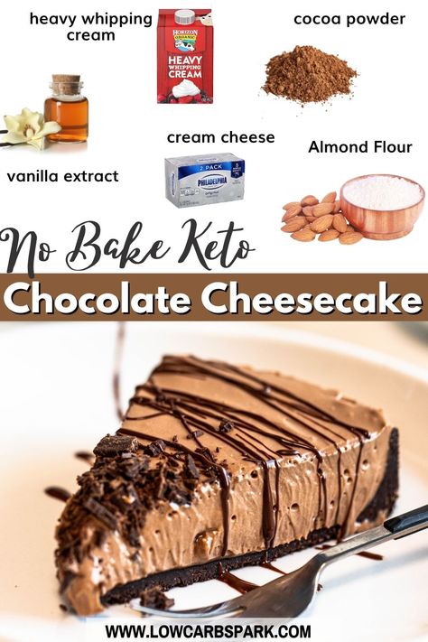 This decadent no-bake keto chocolate cheesecake it's rich, creamy, and super easy to make. It's an impressive keto no-bake dessert that takes less than 15 minutes to make from scratch. #ketocheesecake #chocolate #ketodesserts Keto Dessert Without Sweetener, Keto Dessert No Sweetener, Egg Free Keto Dessert, Lazy Keto Desserts, Keto Cheesecake Pudding Recipes, Keto Dessert For A Crowd, Keto Coffee Desserts, Low Carb Keto Recipes Dessert, Auger Free Desserts