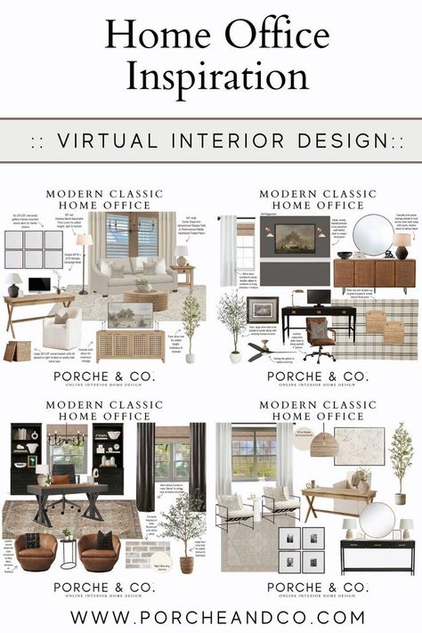 Office Decor Earth Tones, Work From Home Office Setup Ideas, Home Office With Sitting Area, Office Mood Board Interior Design, Home Office Setup Ideas Layout, Modern Organic Office, Modern Classic Office, Home Office Decor Inspiration, Office Decor Inspiration