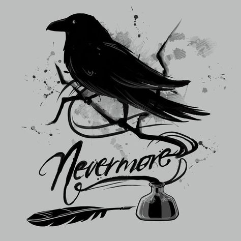 I just love this image!!! Too bad the shirt sale is over. Edgar Allen Poe Tattoo, Poe Tattoo, Raven Tattoos, Poe Quotes, Quoth The Raven, Crows And Ravens, Raven Tattoo, Raven Art, Allen Poe