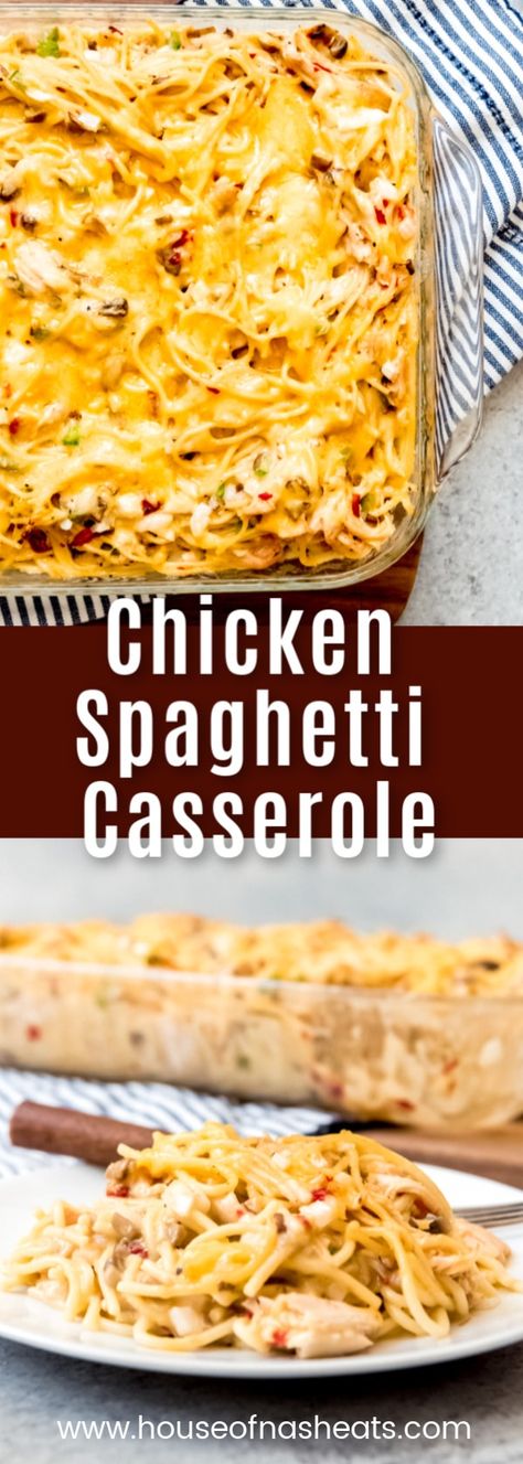 Cream Of Mushroom Soup Sauce, Cheese Chicken Spaghetti, Cheddar Cheese Chicken, Shredded Rotisserie Chicken, Chicken Spaghetti Casserole, Chicken Spaghetti Recipes, Spaghetti Casserole, Cream Of Mushroom Soup, Cheese Chicken