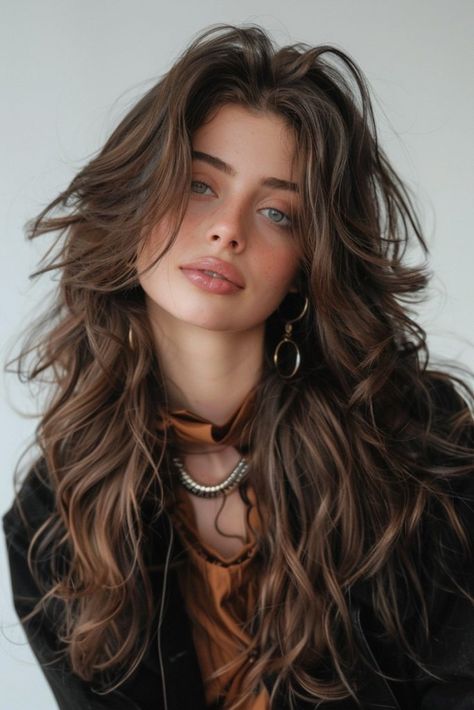 Long Layered Hair Money Piece, Butterfly Wolf Haircut, Chic Shag Haircut, Curly Long Shag Haircut, Boho Shag Haircut, Butterfly Shag Haircut, Feathered Hairstyles Long, Haircut Long Face, Mermaid Haircut