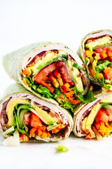 Turkey Blt, Blt Wraps, Turkey Wraps, 5 Minute Meals, Tortilla Wraps, Wrap Recipes, Lunch Snacks, Wrap Sandwiches, Good Healthy Recipes