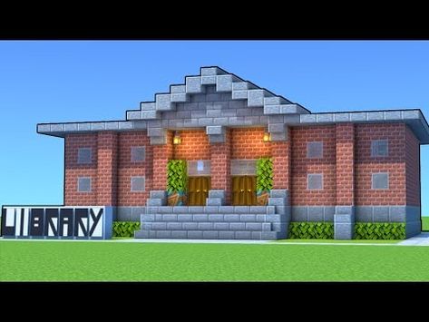 Minecraft Tutorial: How To Make A Library - YouTube Library Minecraft Build, Library Minecraft Ideas, Minecraft Library Exterior, Minecraft Library Ideas, Library Minecraft, Minecraft Library, Minecraft School, Mc Builds, Minecraft House Plans