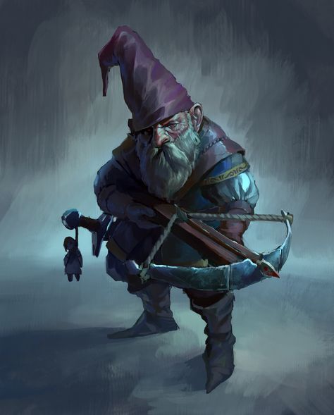 'Mystaran dwarf    "Gnomes and Uldras"|'gnome marksman' by Pedro Kruger Garcia    [https://www.artstation.com/pedrokruger] Dnd Gnome Art, Gnome Dnd, Deep Gnome, Illustration Fantasy, Bd Art, Pathfinder Character, Fantasy Races, Dungeons And Dragons Characters, Dnd Art