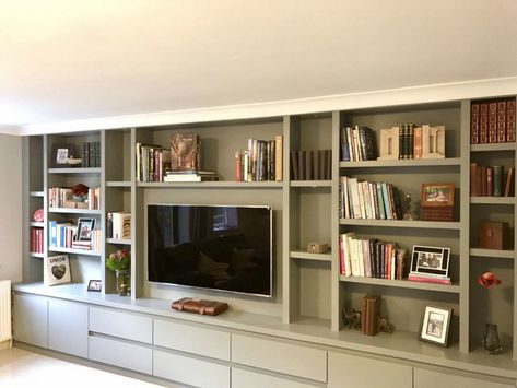 Shelving,Cupboard and Drawer Media Furniture - The BookCase Co Tv Shelving, Built In Bookshelves, Tv Fal, Drawer Furniture, Room Bookshelf, Built In Shelves Living Room, Living Room Wall Units, Living Room Built Ins, Media Furniture