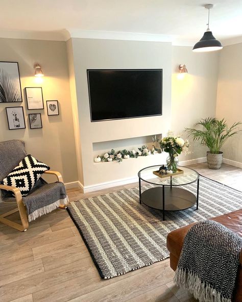 The Broadleys on Instagram: “Living Room Revamp.... Absolutely love our new stud chimney breast, it’s amazing not having any wires on show and having a little shelf…” Artificial Chimney Ideas, Small Chimney Decor Living Room, Living Room Designs With Chimney, Lounge Chimney Breast Ideas, Chimney In Middle Of Room, Media Wall On Chimney Breast, Faux Chimney Breast, Tv Chimney Breast, Media Wall Chimney Breast