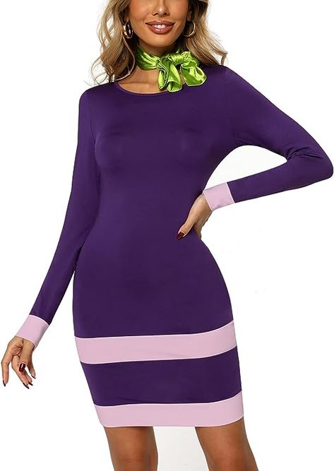 Fred Costume From Scooby Doo, Scooby Doo Costumes, Daphne Scooby Doo Costume, Daphne Costume, Dress With Scarf, Daphne Dress, Normal Clothes, Halloween Looks, Cool Costumes