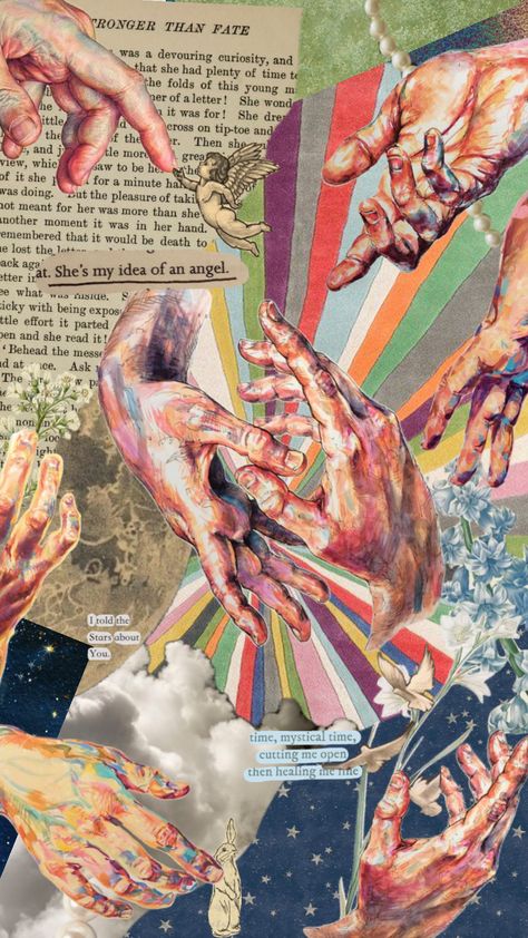 #myfirstshuffle Pop Collage Art, Bible Collage Art, Hand Collage Art, Weird Collage Art, Queer Collage, Collage Art Wallpaper, Art Collage Wallpaper, Funky Collage, Books Wallpaper