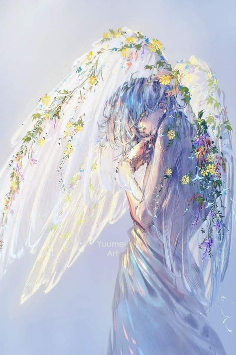 Flower Wings, Yuumei Art, Glass Wings, Fan Art Anime, Ange Demon, Butterfly Bush, Dreamy Art, Fairy Art, Angel Art