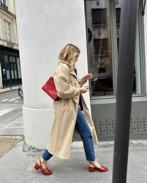 Work Shoes Aesthetic, Red Slingback Heels Outfit, Red Shoes Outfit Aesthetic, Cherry Red Shoes Outfit, Red Heels Outfit Classy, Red Ballerinas Outfit, Slingback Heels Outfit, Red Heels Outfit, Mary Jane Outfit