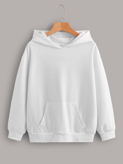 White Casual  Long Sleeve Polyester Plain Pullovers  Slight Stretch Spring/Fall Women Sweatshirts Plain White Hoodie, Hoddies Outfits, Drop Shoulder Hoodie, Plain Hoodies, Trendy Shirt Designs, Thermal Hoodie, Hoodie Mockup, Pull Oversize, Stylish Hoodies