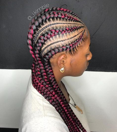 Straight Back Cornrows with Colour Straight Up Hairstyles, Two Cornrow Braids, Natural Cornrow Hairstyles, Big Cornrows, Cornrow Styles, Trendy We Fryzurach, Cornrow Ponytail, Ancient Africa, Cornrow Braids