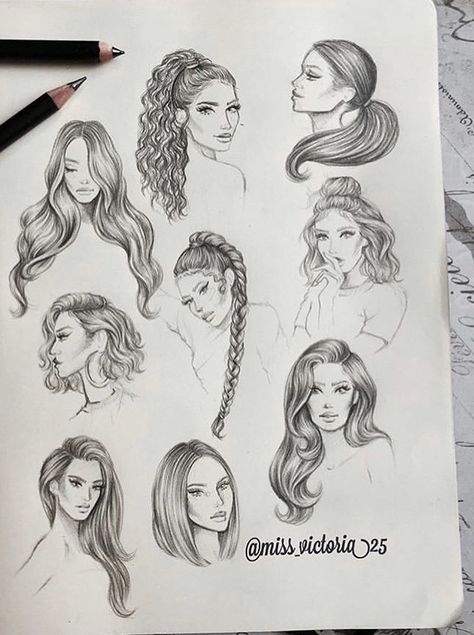 Hair Doodles, Easy Hair Drawings, Pics Of People, Drawing Hair Tutorial, Fashion Illustration Tutorial, Fashion Illustration Collage, Drawing Ideas List, Fashion Figure Drawing, Fashion Drawing Sketches