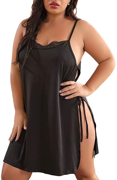 Plus Size Lace Dress, Nightgown Lingerie, Lingerie Slip Dress, Lingerie Party, Plus Size Lace, Nightgowns For Women, Lace Babydoll, Babydoll Lingerie, Women Plus Size