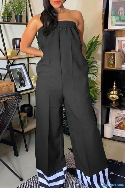 Bandeau Jumpsuit, Jumpsuit Casual, Colorful Jumpsuit, Backless Jumpsuit, Green Jumpsuit, Vacation Outfit, Strapless Jumpsuit, Estilo Chic, Jumpsuits And Romper