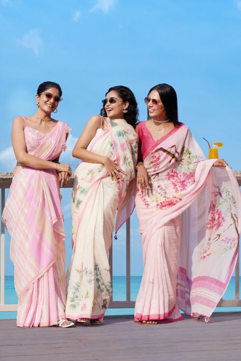 Taneira Sarees, Summer Saree, Traditional Indian Wear For Women, Summer Sorbet, Indian Wear For Women, Indian Interior Design, Women Ethnic Wear, Sarees For Women, Saree Blouse Designs Latest