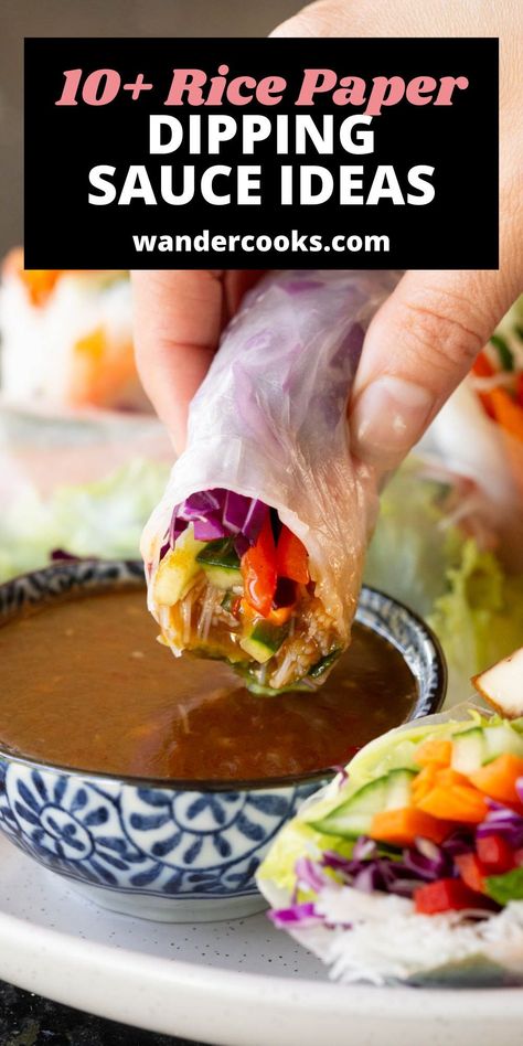 Thai Rice Paper Rolls, Dipping Sauce For Rice Paper Rolls, Rice Paper Uses, Rice Paper Appetizers, Spring Roll Dipping Sauce Easy, Veggie Rolls Rice Paper, Rice Paper Rolls Dipping Sauce, Ricepaper Springrolls, Rice Wrapper Recipes